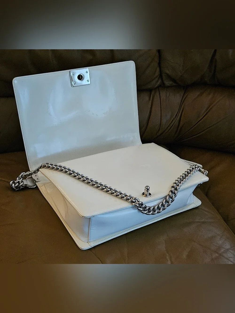Chanel Boy Cream Leather High-End Luxury Chain Shoulder Bag (LIMITED EDITION)